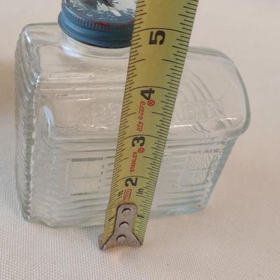 Vintage Log Cabin Glass Syrup Bottle with Coin Slot Lid includes Collector Tin