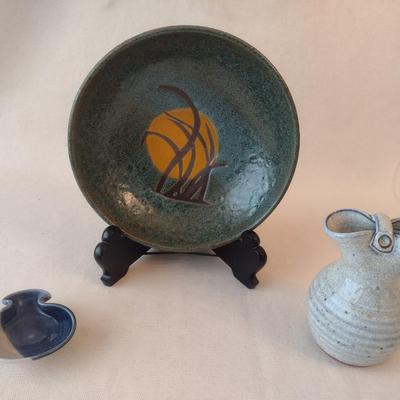 Set of Hand-Crafted Pottery and Stoneware Signed by Artists