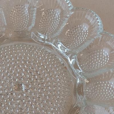 Vintage Indiana Glass Hobnail Textured Deviled Egg Plate
