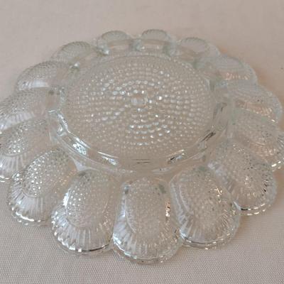 Vintage Indiana Glass Hobnail Textured Deviled Egg Plate