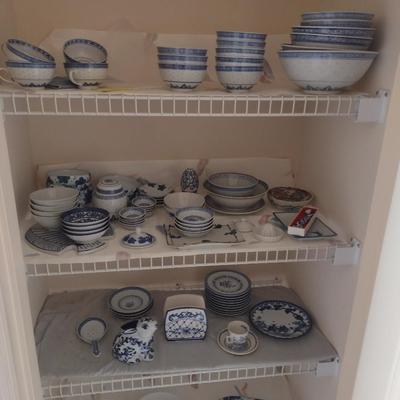 Nice Large Collection of Various Maker Mark Blue and White Ceramic Dinnerware