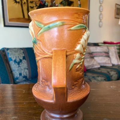 Midcentury Roseville Brown Freesia 123-9 Vase