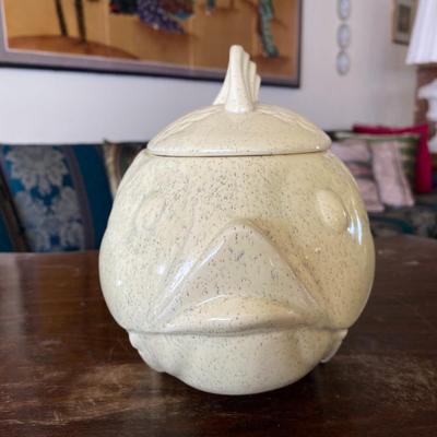 Midcentury Bauer Ceramic Fish Cookie Jar Vintage Yellow 821C