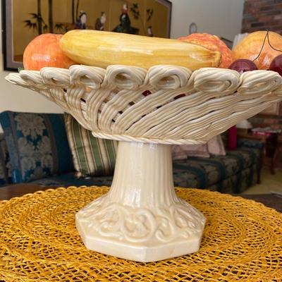 Vintage Bassano Ceramic Fruit Bowl and Basket
