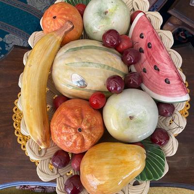 Vintage Bassano Ceramic Fruit Bowl and Basket