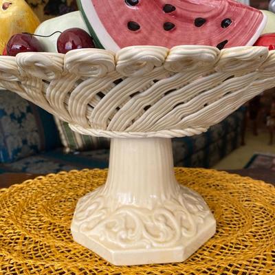 Vintage Bassano Ceramic Fruit Bowl and Basket