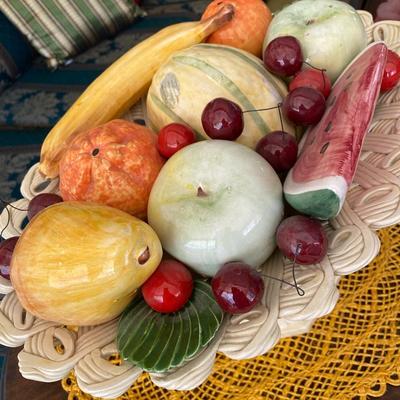 Vintage Bassano Ceramic Fruit Bowl and Basket