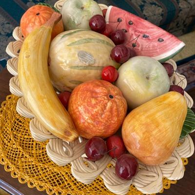 Vintage Bassano Ceramic Fruit Bowl and Basket