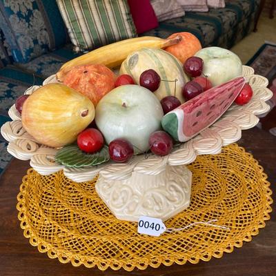 Vintage Bassano Ceramic Fruit Bowl and Basket