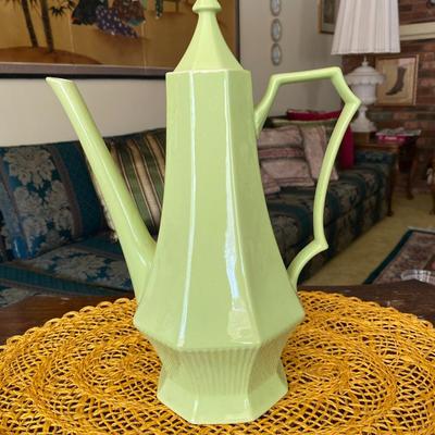 Midcentury Independence Ironstone Green Coffee Pot / Chocolate Pot