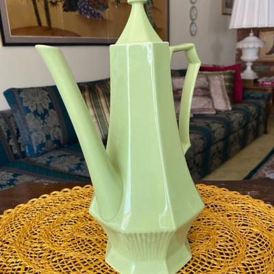 Midcentury Independence Ironstone Green Coffee Pot / Chocolate Pot