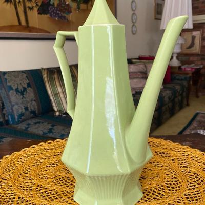 Midcentury Independence Ironstone Green Coffee Pot / Chocolate Pot