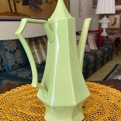 Midcentury Independence Ironstone Green Coffee Pot / Chocolate Pot