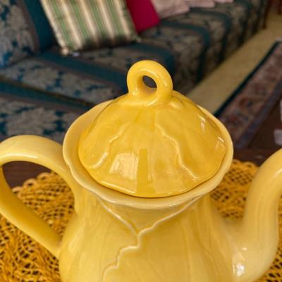 Vintage Metlox Yellow Coffee Pot Lotus Leaf Design