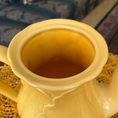 Vintage Metlox Yellow Coffee Pot Lotus Leaf Design