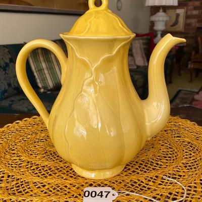 Vintage Metlox Yellow Coffee Pot Lotus Leaf Design