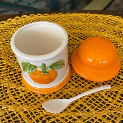 Vintage Sugar Dish with Orange Fruit 