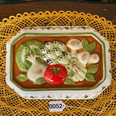 Vintage Ceramic Vegetable Jello Mold & Wall Art
