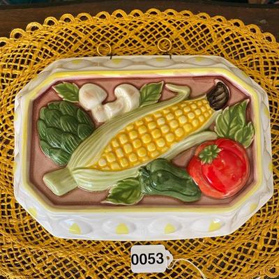 Vintage Ceramic Corn and Vegetable Jello Mold & Wall Art