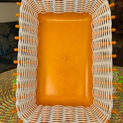 Vintage Neon Colored Plastic Woven Baskets