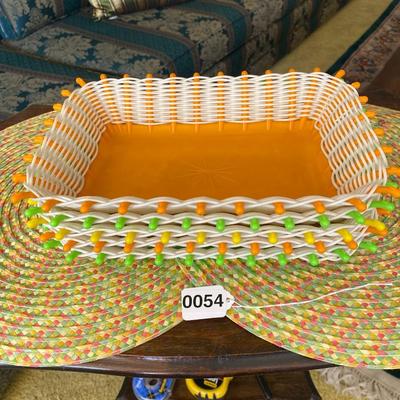 Vintage Neon Colored Plastic Woven Baskets