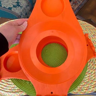 Vintage Orange Plate and Cup Lap Tray