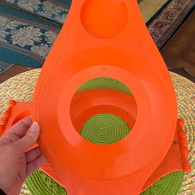 Vintage Orange Plate and Cup Lap Tray