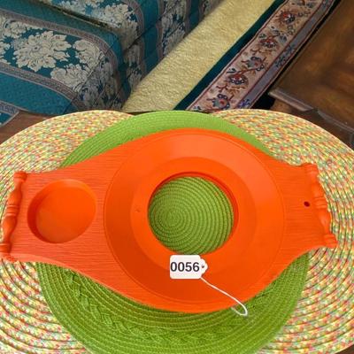 Vintage Orange Plate and Cup Lap Tray