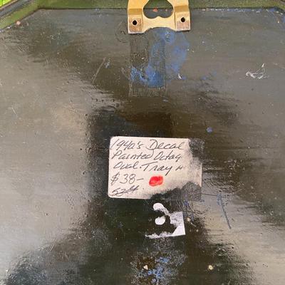 Vintage Metal Tray with Decal Art