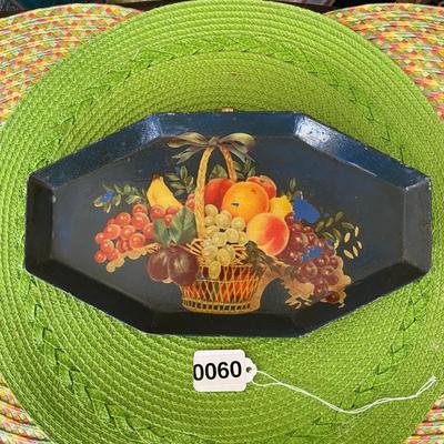 Vintage Metal Tray with Decal Art