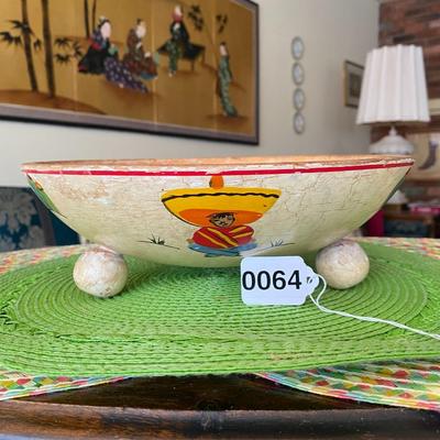 Wooden Hand Painted Bowl by Robinhood Ware