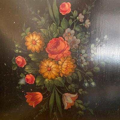 Vintage Hand Painted Wooden Tray and Wall Art