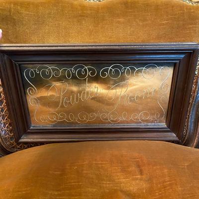 Vintage Acid Etched Framed Powder Room Mirror
