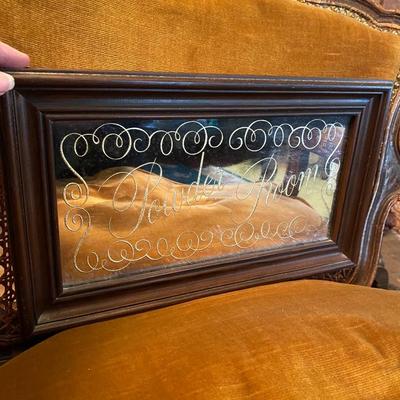 Vintage Acid Etched Framed Powder Room Mirror