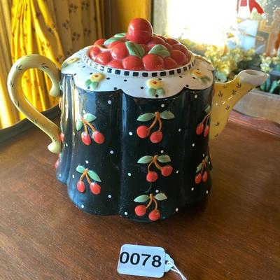 Mary Engelbreit Cherry Teapot Black