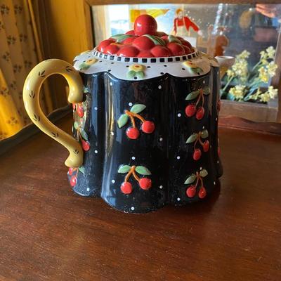 Mary Engelbreit Cherry Teapot Black