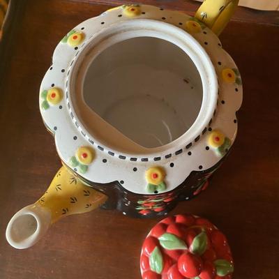 Mary Engelbreit Cherry Teapot Black