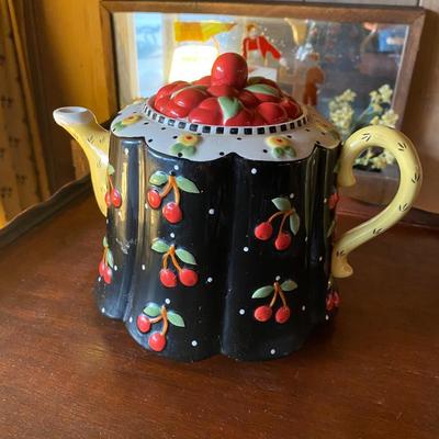 Mary Engelbreit Cherry Teapot Black