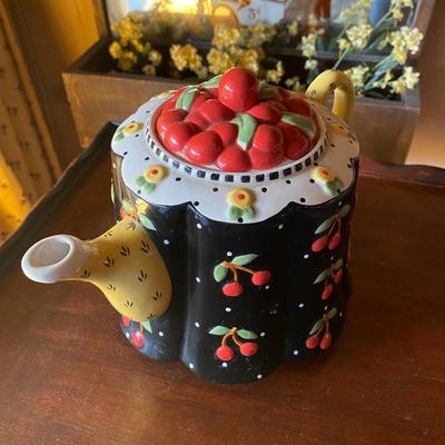 Mary Engelbreit Cherry Teapot Black