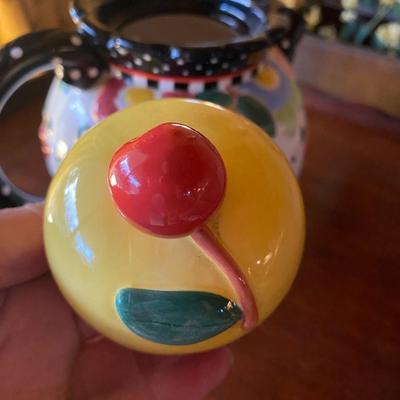 Mary Engelbreit Cherry Teapot White