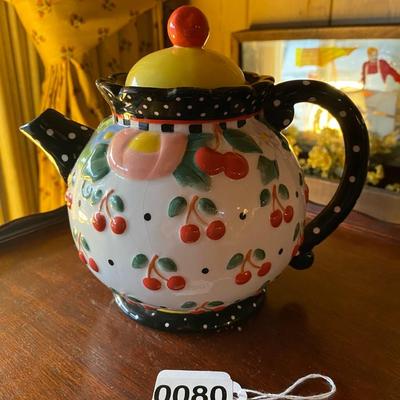 Mary Engelbreit Cherry Teapot White
