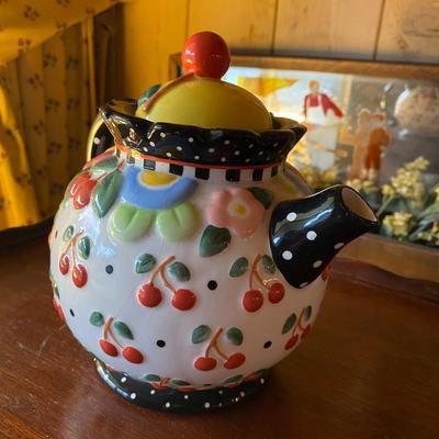 Mary Engelbreit Cherry Teapot White