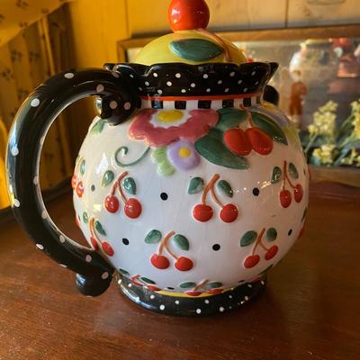 Mary Engelbreit Cherry Teapot White