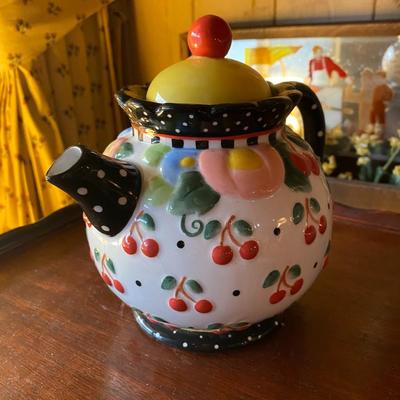 Mary Engelbreit Cherry Teapot White
