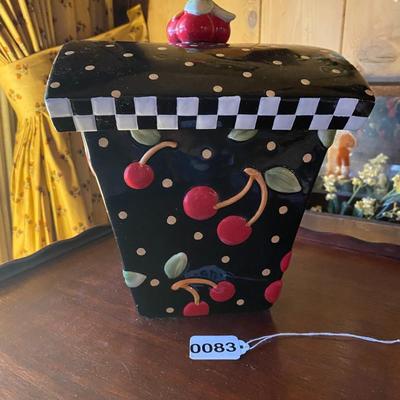 Mary Engelbreit Large Cherrie Cookie Jar Black