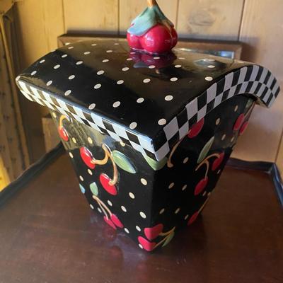 Mary Engelbreit Large Cherrie Cookie Jar Black