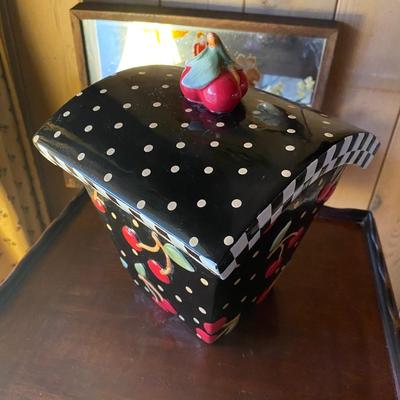 Mary Engelbreit Large Cherrie Cookie Jar Black