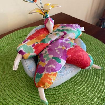 Cerri Art Doll Pouppe Millet on Baby Blue Sofa Chair