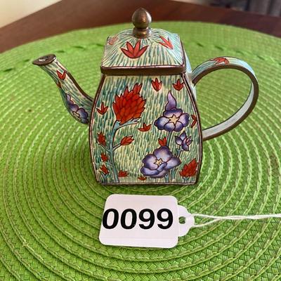Cloisonne Miniature Teapot Red Ginger and Iris's