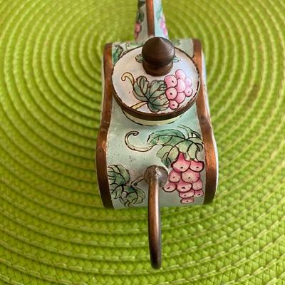 Cloisonne Miniature Heart Shaped Butterfly Teapot 
